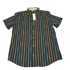 BP. Shirt Striped Men's Gender Inclusive Pride Button Up Black XL Short Sleeve